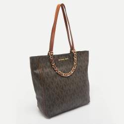 MICHAEL Michael Kors Brown Signature Coated Canvas North/South Harper Tote