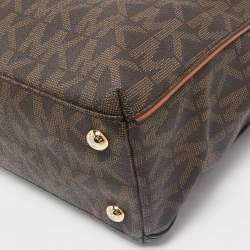 MICHAEL Michael Kors Brown Signature Coated Canvas North/South Harper Tote