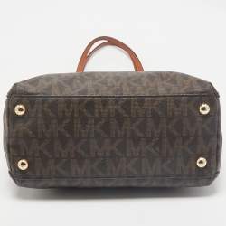 MICHAEL Michael Kors Brown Signature Coated Canvas North/South Harper Tote