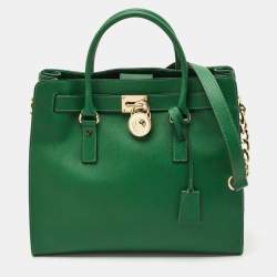 MICHAEL Michael Kors Green Leather Large North South Hamilton Tote