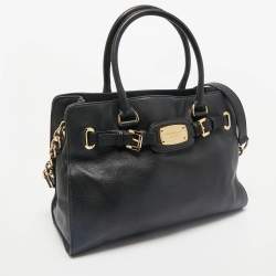 Pre Owned MICHAEL Michael Kors Black Leather East West Hamilton Tote