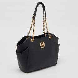 MICHAEL Michael Kors Black Saffiano Leather Jet Set Travel Chain Shoulder Bag