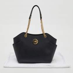 MICHAEL Michael Kors Black Saffiano Leather Jet Set Travel Chain Shoulder Bag