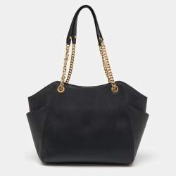 MICHAEL Michael Kors Black Saffiano Leather Jet Set Travel Chain Shoulder Bag
