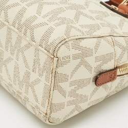 MICHAEL Michael Kors White Signature Coated Canvas Mini Jet Set Travel Satchel