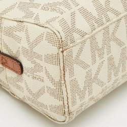 MICHAEL Michael Kors White Signature Coated Canvas Mini Jet Set Travel Satchel