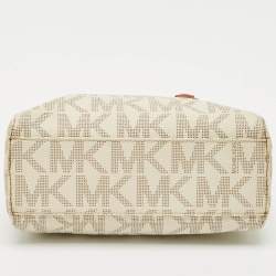 MICHAEL Michael Kors White Signature Coated Canvas Mini Jet Set Travel Satchel