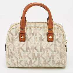 MICHAEL Michael Kors White Signature Coated Canvas Mini Jet Set Travel Satchel