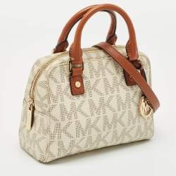 MICHAEL Michael Kors White Signature Coated Canvas Mini Jet Set Travel Satchel