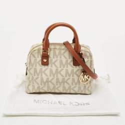 MICHAEL Michael Kors White Signature Coated Canvas Mini Jet Set Travel Satchel
