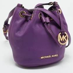MICHAEL Michael Kors Purple Leather Jules Drawstring Bucket Crossbody Bag