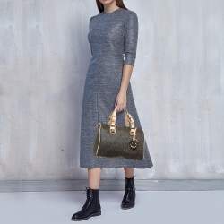 Pre Owned MICHAEL Michael Kors Brown/Beige Signature Coated Canvas and Leather Grayson Boston Bag