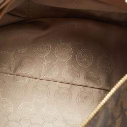 Pre Owned MICHAEL Michael Kors Brown/Beige Signature Coated Canvas and Leather Grayson Boston Bag