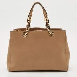 Pre Owned MICHJAEL Michael Kors Brown Leather Medium Cynthia Tote