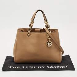Pre Owned MICHJAEL Michael Kors Brown Leather Medium Cynthia Tote
