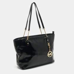 MICHAEL Michael Kors Black Patent Leather Jet Set Chain Tote