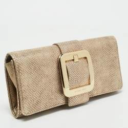 MICHAEL Michael Kors Bronze Snake Effect Suede Large Sutton Clutch