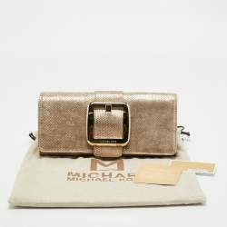 MICHAEL Michael Kors Bronze Snake Effect Suede Large Sutton Clutch
