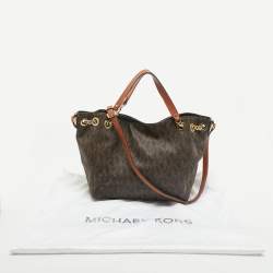 MICHAEL Michael Kors Brown Signature Coated Canvas Jet Set Chain Tote