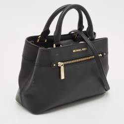 Pre Owned MICHAEL Michael Kors Black Leather Small Hailee Satchel