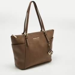 MICHAEL Michael Kors Brown Leather Jet Set Top Zip Tote