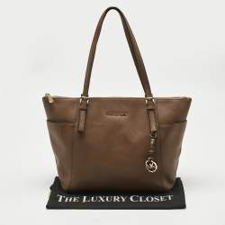 MICHAEL Michael Kors Brown Leather Jet Set Top Zip Tote