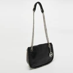 Pre Owned MICHAEL Michael Kors Black Leather Chelsea Chain Shoulder Bag
