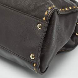 Pre Owned MICHAEL Michael Kors Mocha Leather Large East West Hamilton Tote