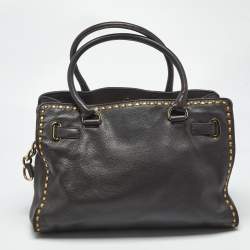 Pre Owned MICHAEL Michael Kors Mocha Leather Large East West Hamilton Tote