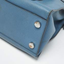 Pre Owned MICHAEL Michael Kors Blue Saffiano Leather Large Emma Satchel