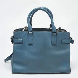 Pre Owned MICHAEL Michael Kors Blue Saffiano Leather Large Emma Satchel