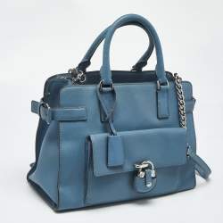 Pre Owned MICHAEL Michael Kors Blue Saffiano Leather Large Emma Satchel