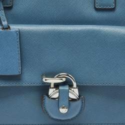 Pre Owned MICHAEL Michael Kors Blue Saffiano Leather Large Emma Satchel