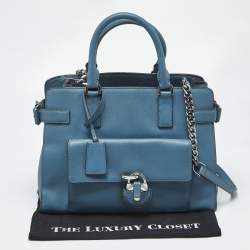 Pre Owned MICHAEL Michael Kors Blue Saffiano Leather Large Emma Satchel
