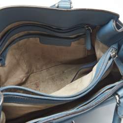 Pre Owned MICHAEL Michael Kors Blue Saffiano Leather Large Emma Satchel