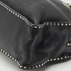 Pre Owned MICHAEL Michael Kors Black Leather Studded Chain Satchel