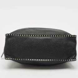 Pre Owned MICHAEL Michael Kors Black Leather Studded Chain Satchel