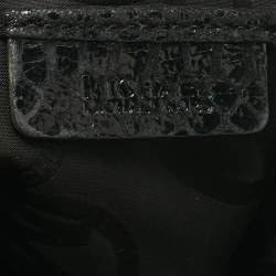 Pre Owned MICHAEL Michael Kors Black Python Effect Faux Suede Fulton Hobo