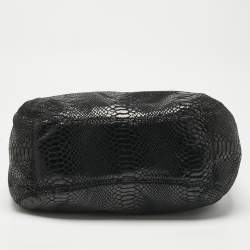 Pre Owned MICHAEL Michael Kors Black Python Effect Faux Suede Fulton Hobo
