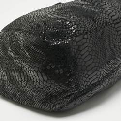 Pre Owned MICHAEL Michael Kors Black Python Effect Faux Suede Fulton Hobo