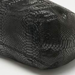 Pre Owned MICHAEL Michael Kors Black Python Effect Faux Suede Fulton Hobo