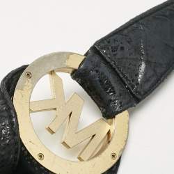 Pre Owned MICHAEL Michael Kors Black Python Effect Faux Suede Fulton Hobo