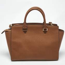 Pre Owned MICHAEL Michael Kors Brown Saffiano Leather Large Selma Satchel