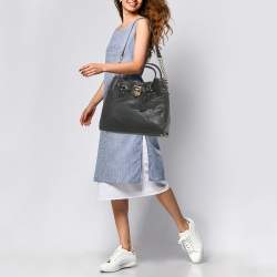 Pre Owned MICHAEL Michael Kors Black Leather Large North South Hamilton Tote