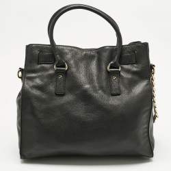 Pre Owned MICHAEL Michael Kors Black Leather Large North South Hamilton Tote