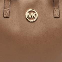 Pre Owned MICHAEL Michael Kors Brown Leather Medium Jet Set Travel Tote