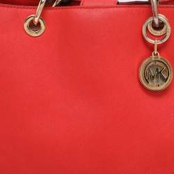 Pre Owned MICHAEL Michael Kors Red Blue Leather Cynthia Tote