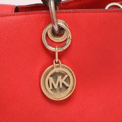 Pre Owned MICHAEL Michael Kors Red Blue Leather Cynthia Tote