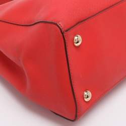 Pre Owned MICHAEL Michael Kors Red Blue Leather Cynthia Tote