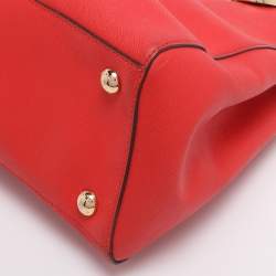 Pre Owned MICHAEL Michael Kors Red Blue Leather Cynthia Tote